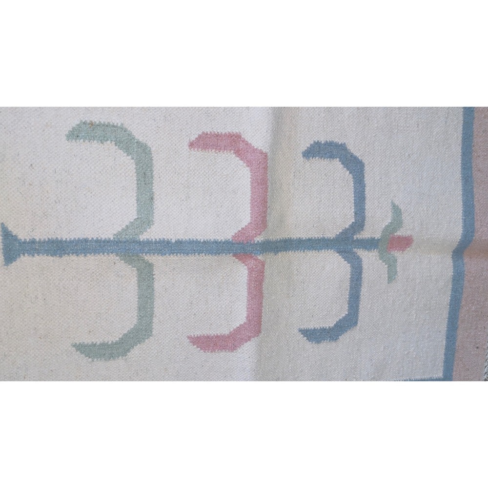 Dehati Dhurrie Co Wool Rug Handmade India Pastel Floral Flatweave 2x3 36573